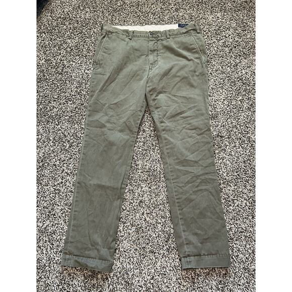 Polo Ralph Lauren Men’s Slim Fit Size 36x29 Green Pants Flat Front Chino - Picture 3 of 10